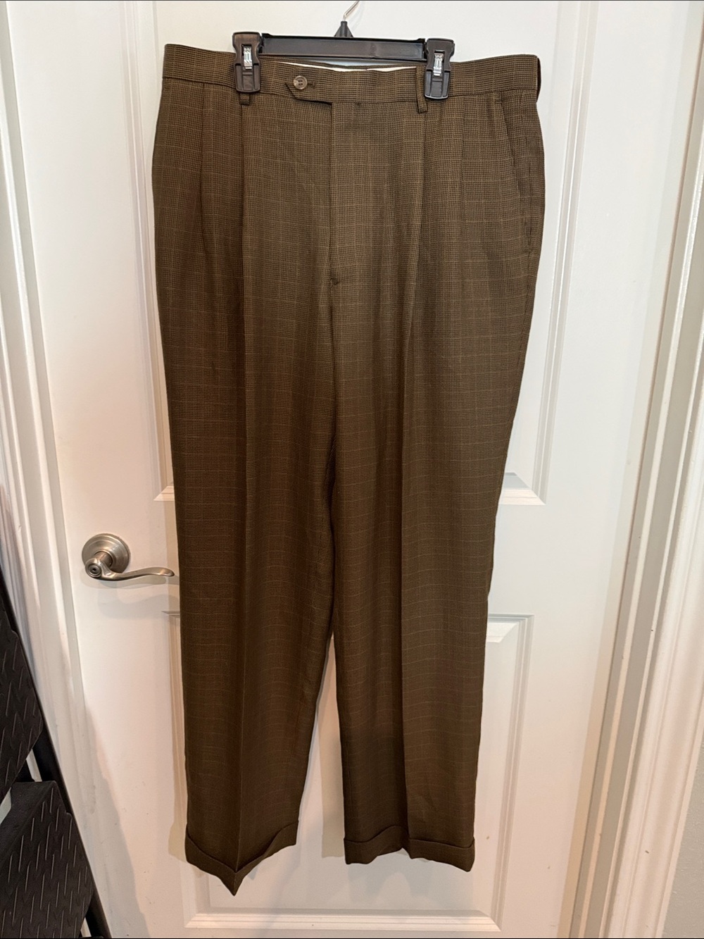 Ralph Lauren Olive Brown Windowpane Dress Trousers